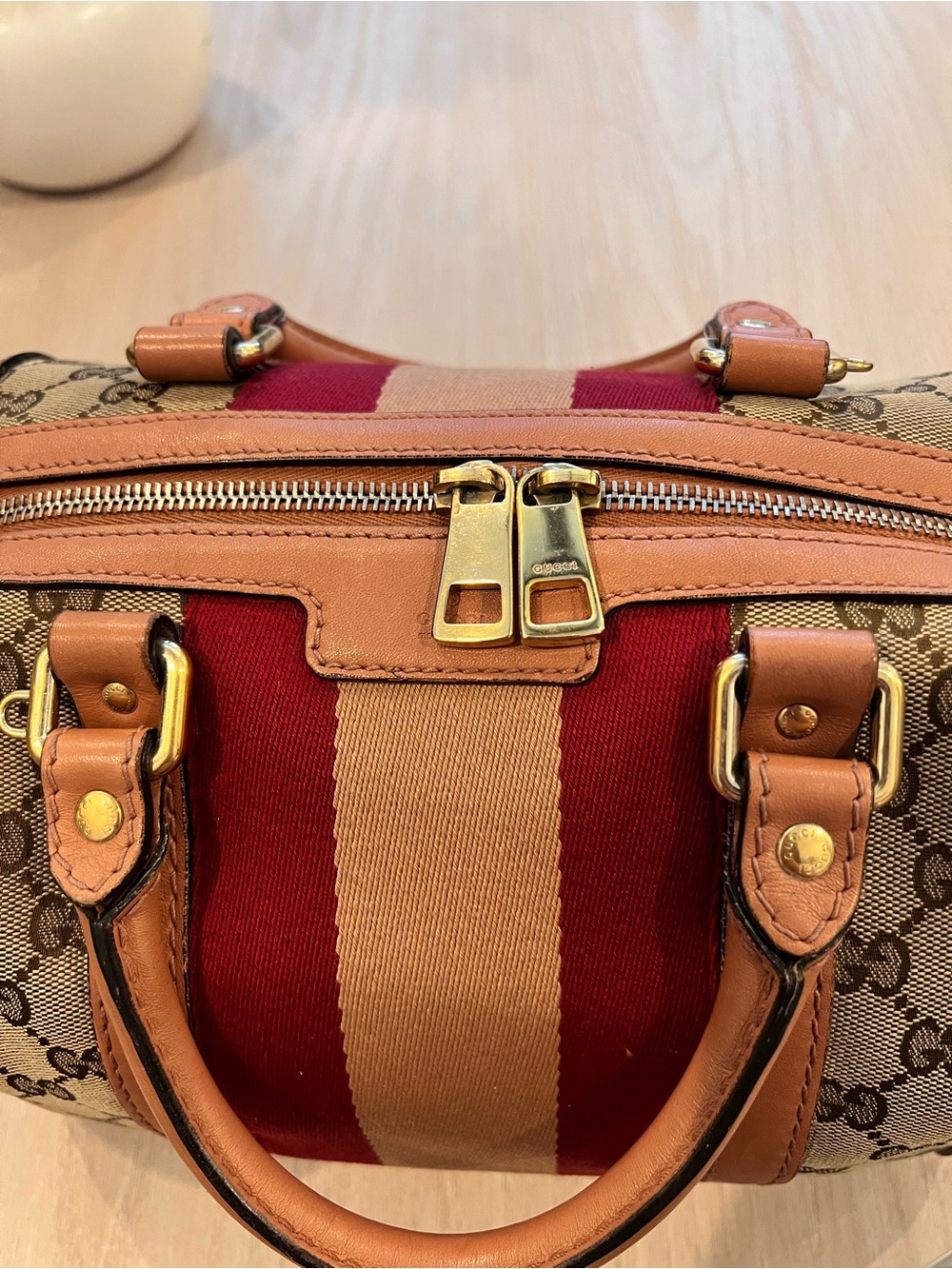 Gucci GG Canvas Boston Bag ❤️ Authenticated + Chain Strap + Dust Bag - Picture 14 of 16